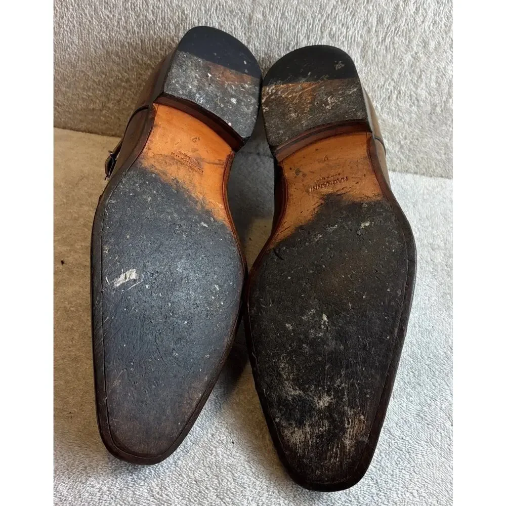 Magnanni Double Monk Strap Brown Leather Dress Shoes Mens Size 9 M